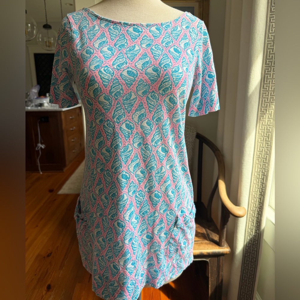 Girl’s Lilly Pulitzer Pink and Blue Leaf Print Dress